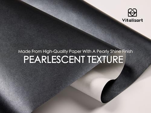 Vitalizart Black Wrapping Paper Set 30" Pearly-Lustre Ribbons & Gift Tags - Image 5
