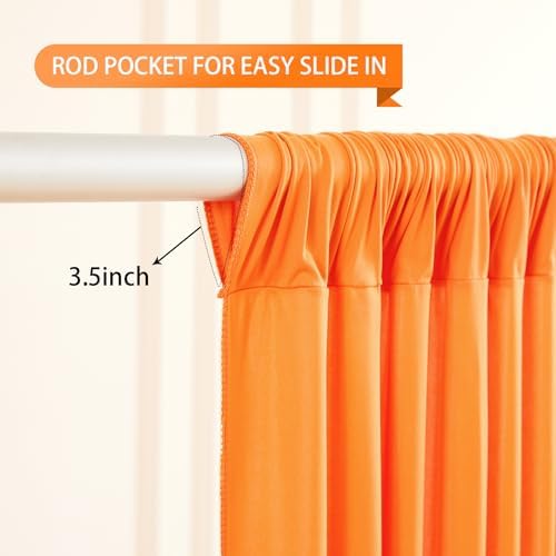 Orange Backdrop Curtains - 6 Panel Wrinkle-Free Polyester Photography Drapes for Baby Shower & Birthday Party - 24 X 10FT - Image 5