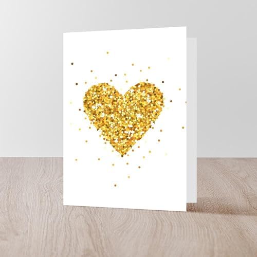 CafePress Gold Glitter Heart Illustration Greeting Cards Greeting Card (20-pack), Note Card with Blank Inside, Birthday Card Matte - Image 4