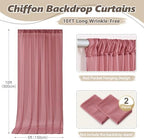10ft x 10ft Dusty Rose Backdrop Curtains, Wrinkle-Free Sheer Chiffon Fabric Photo Backdrop Drapes for Wedding Arch Party Ceremony Stage Photography Birthday Decorations - Image 4
