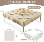 2 Pack Natural Spandex Tablecloths for 60x60 Inch Square Tables, Stretch Fitted Table Clothes with Pleated Ruffle Skirt for 60” Table, Wrinkle Free and Elastic, for Party Kitchen Home Dining - Image 4