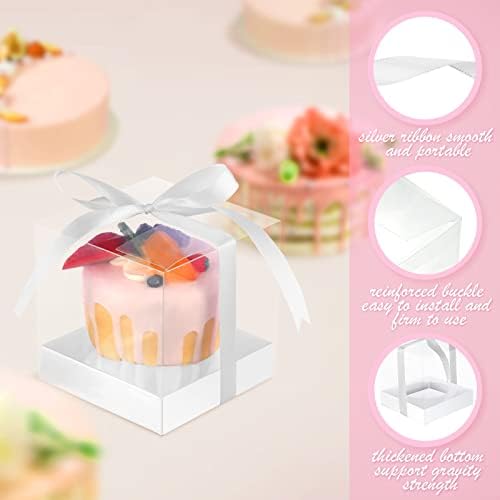 Thenshop 50 Pcs Clear Cupcake Boxes Individual 3.5 Inch, White - Image 3