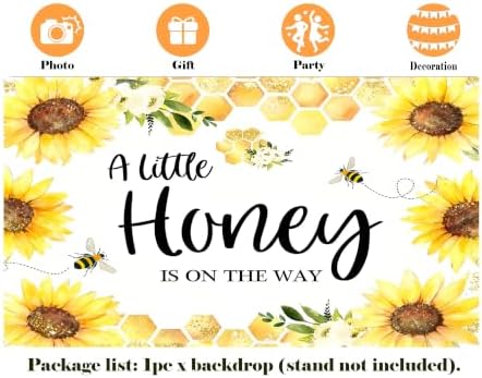 8X6ft Fabric Sunflower Bee Honeycomb Backdrop for Wedding Baby Shower Wall Decor, Party Decorations Tapestry, Photography Background, Photo Studio Props - Image 2