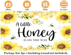12X8ft Fabric Sunflower Bee Honeycomb Backdrop for Wedding Baby Shower Wall Decor, Party Decorations Tapestry, Photography Background, Photo Studio Props - Image 2