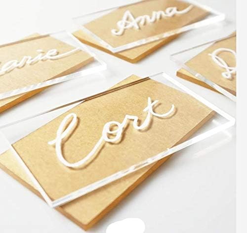 20 Laser Cut Clear Acrylic Blank Shapes for Wedding Welcome or Table Signs, Seating Place Cards & Numbers Guestbook Birthday Events DIY Calligraphy Lettering (8” x 10”) by DistinctAndUnique