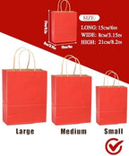 qiqee 100PCS Gift Bag with Handles Bulk Kraft Red Paper Bags Multiple Uses (8.3"x3"x6"inch Small Size) - Image 4