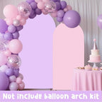 2Pcs Arch Backdrop Covers Purple & Pink (7.2ft+6ft), Spandex Fitted Arch Stand Covers Background with Zipper for Wedding Baby Shower Birthday Bridal Shower Party Decorations(Only Cover) - Image 3