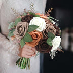 100 Pcs Artificial Rose Flowers, Shades of Earth Tones - Image 5
