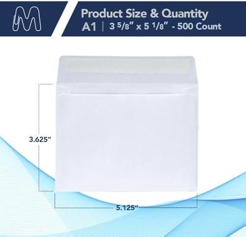 MOS White RSVP Envelopes A1 4Bar (3.625 x 5.125 Inch) 500 Pack, Self-Seal Heavyweight for 3.5 x 5 Cards, Thank You Notes, Gift Cards, Wedding Response Cards, Note Cards - Image 2