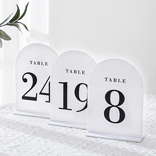 UNIQOOO White Arch Wedding Table Numbers with Stands 1-30, 5x7" Acrylic Signs and Holders, Perfect for Centerpiece, Reception, Decoration, Party, Anniversary, Event - Image 6