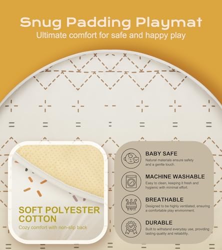 Tummy Time Activity Mat, Macrame Baby Play Gym Mat with 6 Detachable Toys and 12 Milestone Cards for Stage-Based Sensory and Motor Skill Development, Washable Play Mats for Infant, Non Slip Play Mat - Image 6