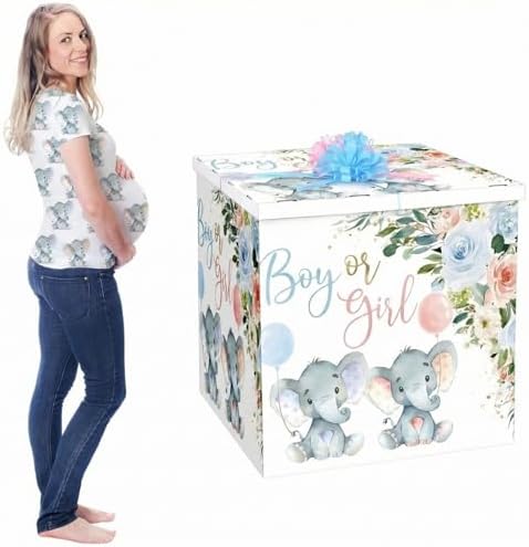 AmazingSpark 28in Giant Gender Reveal Gift Box Kit, Baby Elephant by Unknown