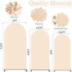 Spandex Fitted Wedding Arch Cover Set of 3 Beige Arch Backdrop Cover 6FT 6.6FT 7.2FT Arches Wall Covers Balloon Arches Covering Fabric for Baby Shower Happy Birthday Party Celebration - Image 3