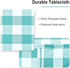 Hiasan Checkered Tablecloth Square 30 x 30 Inch, Aqua and White - Image 4