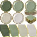 Mimorou 200 Pcs Sage Green Paper Plates Napkins by Mimorou
