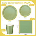Dandat 200 Pcs Sage Green Paper Plates and Napkins Set, Gold Rim - Image 2