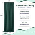 40ft x 10ft Wrinkle Free Hunter Green Backdrop Curtain for Jungle Parties, 8 Panels 5×10ft Soft Silky Green Polyester Photo Backdrop Drapes for Wedding Birthday Photography Christmas Background Cloth - Image 5