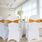 Pack of 60 Spandex Chair Sashes Bows Stretch Chair Cover Band with Buckle Slider Universal Elastic Chair Ties for Wedding Banquet Party Event Decoration (Gold) - Image 6