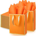 Yeaqee 50 Pcs Metallic Paepr Gift Bags Bulk with Handles,Orange by Yeaqee