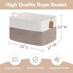 Goodpick 75L Extra Large Woven Rope Blanket Basket, Rectangle, Brown - Image 3