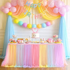 Suppromo Rainbow Table Skirt for Birthday Party 6ft Unicorn Tulle Tutu Table Skirt for Baby Shower Girl Boy Gender Reveal Rainbow Tablecloth Desk Skirt for Unicorn Party Decorations(L6(ft) H 30in) by Suppromo