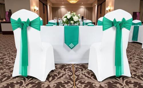 Pack of 75 Chiffon Chair Sashes for Wedding & Event Décor - Emerald Green - Image 2