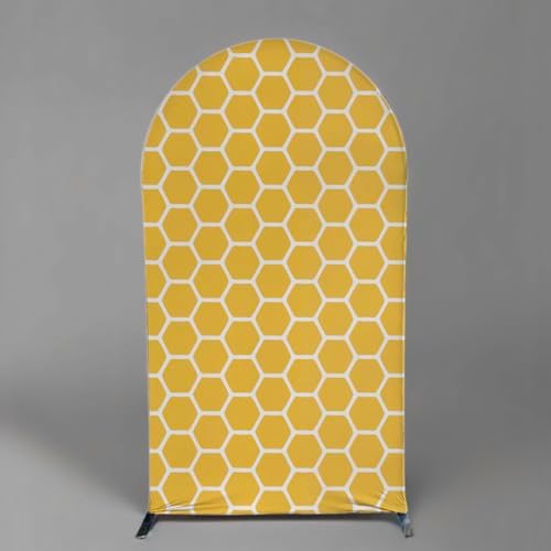 Arch Backdrop Cover Sweet As Can Bee Birthday Party Chiara Arched Stand Stretchy Fabric Covers Honeycomb Yellow Baby Shower Parties Decorations (3.3x6.5ft,GX1992) by ellteecz