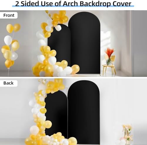 Hemmotop Stretchy Arch Backdrop Cover, Black, 7.2ft, 6ft, Set of 2 - Image 6