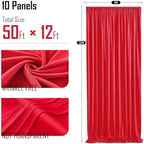 gogoparti 50x12ft Red Backdrop Curtain for Wedding Parties, 10 Panels (5x12 ft Each) Wrinkle-Free Dackdrop Curtains, Silky Draping Fabric for Birthday Party, Baby Shower, Photo Background - Image 6