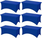 Fixwal 6 Pack 8FT Royal Blue Tablecloth Rectangle Spandex Table Cover by Fixwal