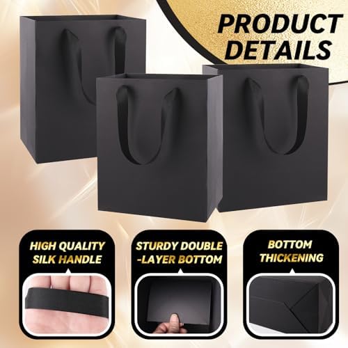 Addblu 30 Pack Black Gift Bags with Handles - Image 3