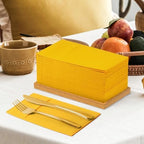 KAMMAK Dinner Napkins Disposable Cloth Like Paper Napkins with Pocket 100 Pack Orange-Yellow Wedding Napkins Reception Guest Hand Towels for Party, Decorative, Bathroom, Restaurant (16.5 x 16.5 inch) - Image 5