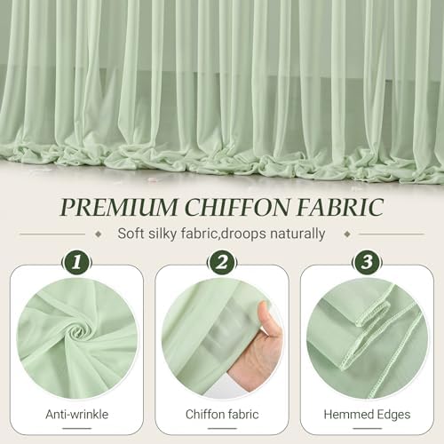 30ft×10ft Wrinkle Free Sage Green Backdrop Curtain Drapes, 6 Panels 5ftx10ft Sheer Tulle Chiffon Backdrop Panels Curtains for Wedding Baby Shower Birthday Party Stage Photo Home Decorations - Image 5