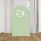 Arch Backdrop Covers Light Green Birthday Party Decorations We Can Bearly Wait Arched Stand Spandex Fabric Cover for Baby Shower Parties Decor (4.6x8FT) - Image 3