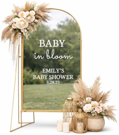 Baby in Bloom Shower Decal Custom Mirror Welcome Sign by Custom