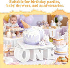 One Letters Birthday Cake Stand,12 Inch,White Round - Image 5