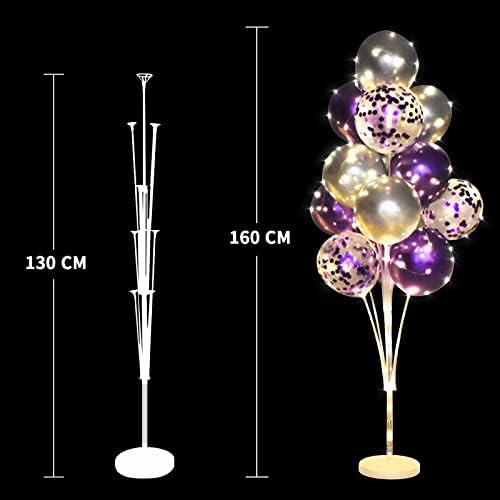 Cicicooie 2 Set Floor Balloon Stand Kit with String Light Balloon Holder Centerpieces Floor Decoration for Birthday Party Bachelorette Party (Purple&Silver) - Image 6
