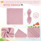 Showgeous 30 Pack Dusty Rose Cloth Napkins with Fringe, 16x16 inch - Image 2
