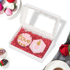 RomanticBaking 100 Pack White 7 x 4 3/8 x 1 1/2inches Cookies Boxes with Window Christmas Bakery Packaging for Macaron Treat Boxes Chocolate Truffle - Image 2