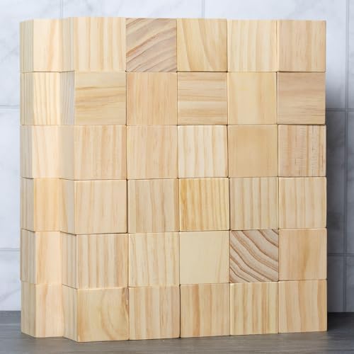 Ninekong 60 Pack Unfinished Wood Blocks 2 Inch - Solid Pine Wooden Cubes for Crafts, Sanded Smooth Natural Wood Squares for Painting, DIY Projects, Puzzle Making & Home Decor - Image 6