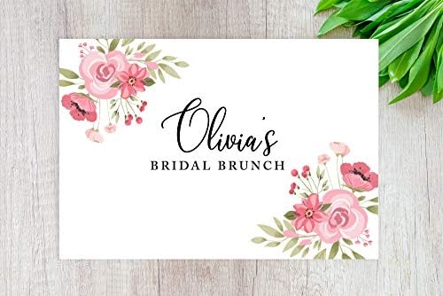 Andaz Press Custom Personalized Disposable Paper Placemats, 12 x 18 Inch, Set of 25, Custom Bridal Brunch Pink Floral, Tableware, Dining, Tabletop, Table Setting for Bridal Shower, Bridal Brunch - Image 2