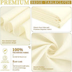 Showgeous 60x102 Inch Beige Rectangle Tablecloth 6 Pack Fit 6FT Table - Image 4