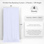 20ftx12ft White Backdrop Curtains for Wedding Party 4 Panels 5×12FT Tall - Image 4