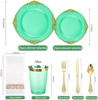 Hioasis 175 Pcs Clear Green Plates for Party - Image 5