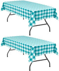 Hiasan Plaid Tablecloth 2 Pack, 54 x 80 inch, Turquoise and White by Hiasan