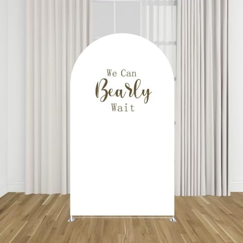 White Arch Stretchy Fabric Covers for Baby Shower We Can Bearly Wait Theme Arched Stand Cover Birthday Party Decoration Favors Props (4.6x8FT) - Image 3