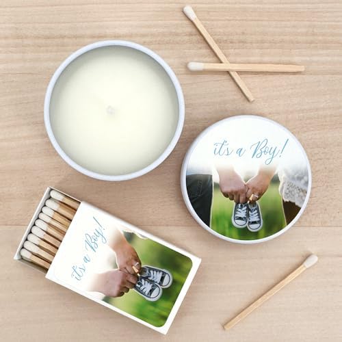 Custom Candles, Personalized Candles, Baby Shower Candle Favors, Bulk Candles, Candle Favors (Set of 10) (White Tin) - Image 2