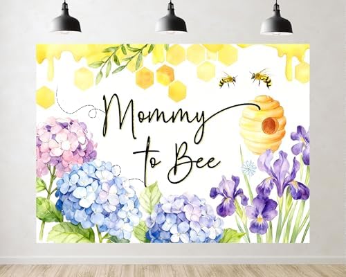 20x10ft Baby Shower Backdrop Mommy to Bee Theme Floral Honeycomb Photography Background Baby Shower Party Decorations Photoshoot Studio Props Fabric by Unknown