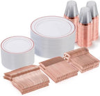 Goodluck 300 Pieces Rose Gold Disposable Plates for 50 Guests by GoodLuck