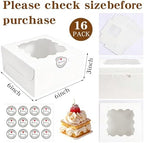16 Pcs White 6x6x3 Bakery Boxes with Window, Treat Boxes for Baked Goods - Image 2